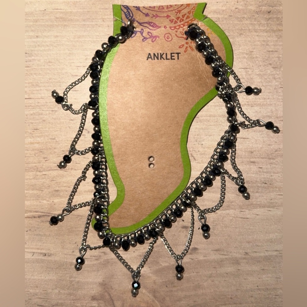 Black and Silver Anklet